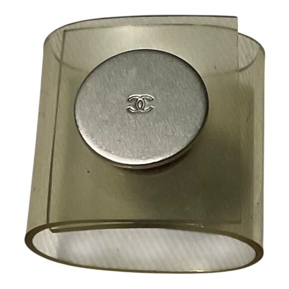 Chanel Scarf Ring Clear Plastic With Silver tone hardware - Picture 11 of 11
